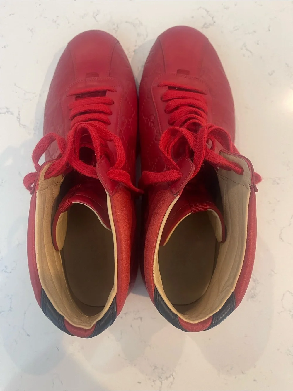 Rare Red Gucci Leather High-Top Sneakers